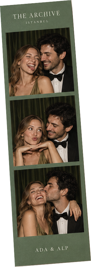 Sage green personalised photo booth print sample